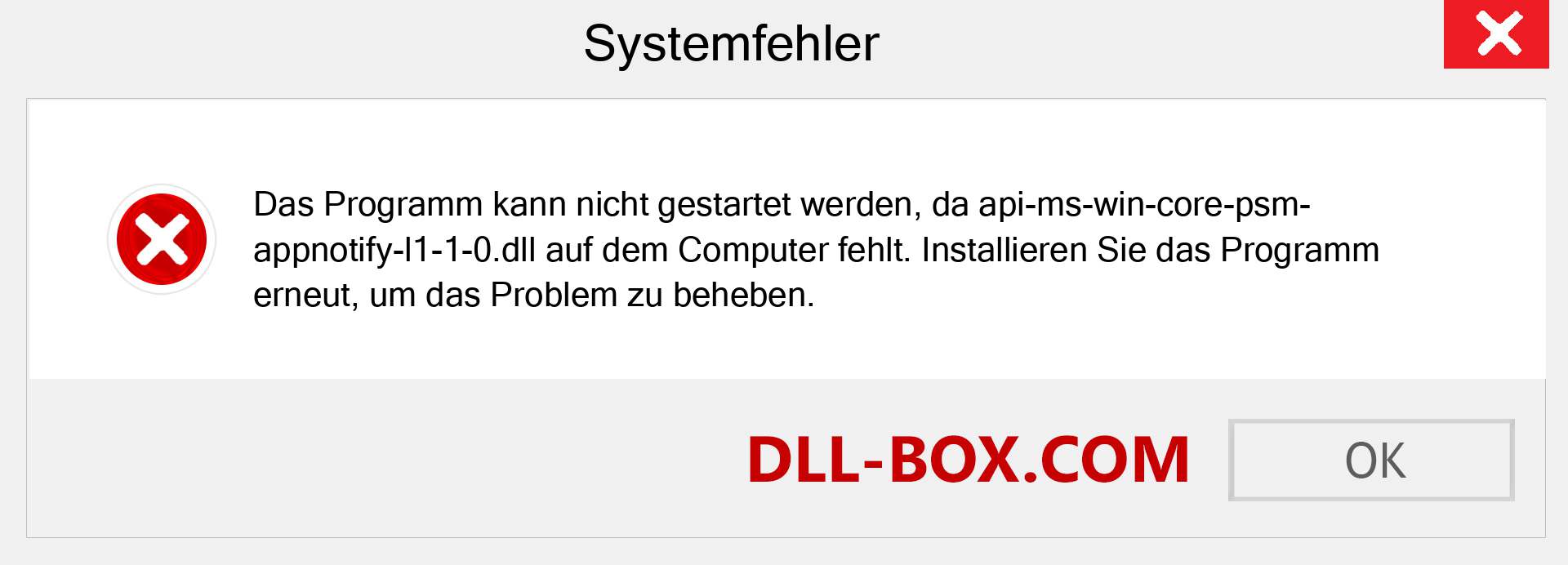 api-ms-win-core-psm-appnotify-l1-1-0.dll-Datei fehlt?. Download für Windows 7, 8, 10 - Fix api-ms-win-core-psm-appnotify-l1-1-0 dll Missing Error unter Windows, Fotos, Bildern